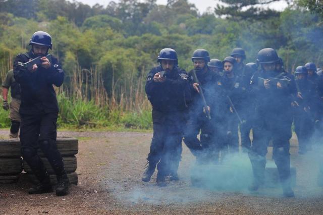  SANTA MARIA, RS, BRASIL. 03/11/2017.25 agentes da Susepe fazem curso de Intervenção em Ambiente Prisional pela Coesp.FOTO: GABRIEL HAESBAERT / NEWCO DSM