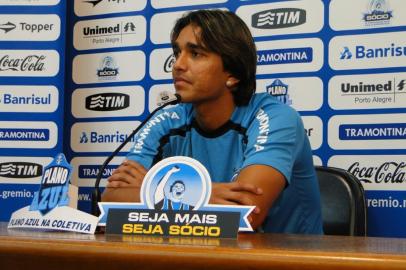 Entrevista coletiva de Marcelo Moreno no Olimpico em 3 de fevereiro de 2012 Marcelo Moreno,entrevista,Grêmio,03022012