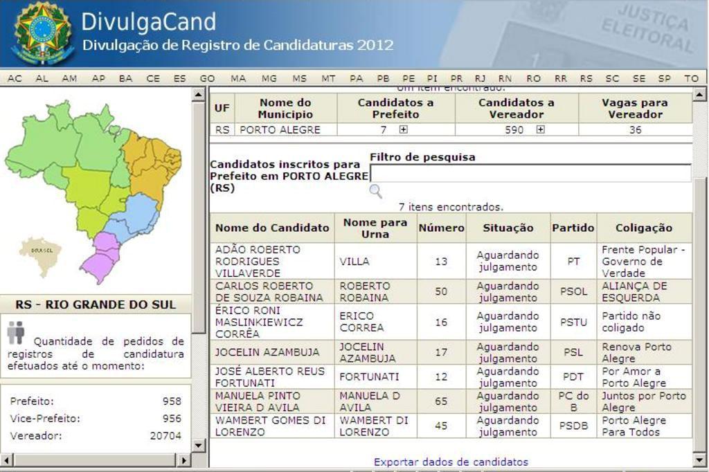 Reprodução/Site do TSE