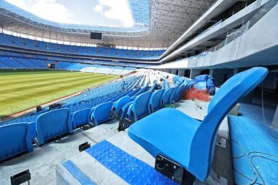  

PORTO ALEGRE, RS, BRASIL, 21/11/2012, 10h23: Andamento das obras na Arena do Grêmio. Cadeira para obesos (Foto: Omar Freitas / Zero Hora)