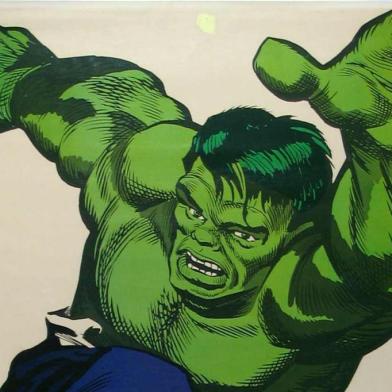 Desenho do Hulk feito pelo artista que criou o visual dos personagens, Jack Kirby. O personagem foi criado pelo escritor americano Stan Lee.