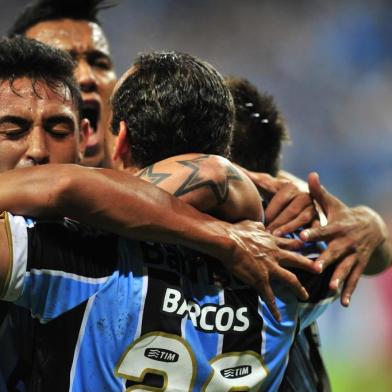  

PORTO ALEGRE, RS, BRASIL - 05/03/2013
FOTO: TADEU VILANI/ZERO HORA
Jorgo entre Grêmio x Caracas, válido pela Copa Libertadores da América 2013 - Comemoração do gol de Barcos