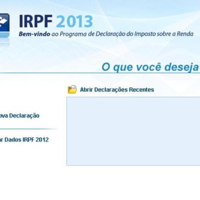  

Print do programa para declaração de imposto de renda 2013.