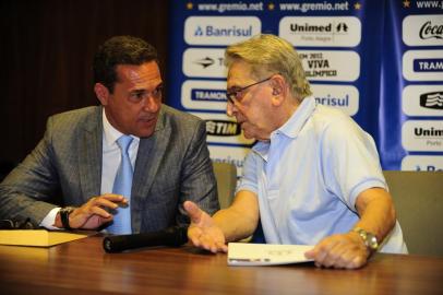  

Coletiva do presidente do Grêmio Fábio Koff. O dirigente gremista anunciou a renovação de contrato do treinador Vanderlei Luxemburgo.