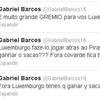 twitter - gabriel barcos - luxemburgo - grêmio