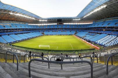  

PORTO ALEGRE, RS, BRASIL, 07/06/2013, 16h49'20": Preparativos para Brasil x França na Arena do Grêmio (Omar Freitas/Agência RBS, Esportes)