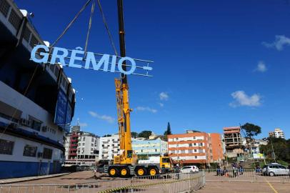 letreiro, olímpico, arena, grêmio, campeão do mundo, futebol