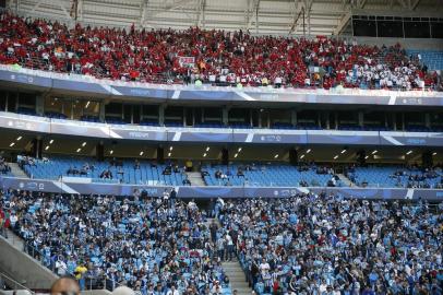  

PORTO ALEGRE, RS, BRASIL, 04-08-2013.Campeonato Brasileiro 2013,clássico de número 397, Grêmio x Inter na Arena. (Foto: Félix Zucco/Agência RBS / ESPORTE)