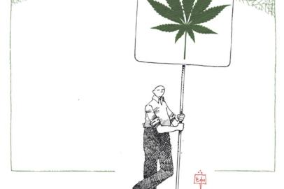 Ilustração do editorial Experiência desafiadora,k sobre a legalização da maconha no Uruguai