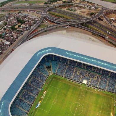  

PORTO ALEGRE, RS, BRASIL, 01-12-2013 : Vista aérea da Arena do Grêmio durante o último jogo do Grêmio pelo Campeonato Brasileiro em sua casa. (Foto: BRUNO ALENCASTRO/Agência RBS, Editoria Geral)