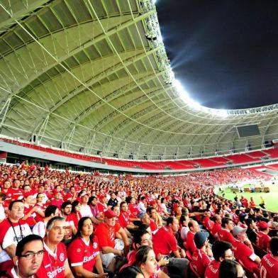  

PORTO ALEGRE, RS, BRASIL, 15-02-2014: Internacional e Caxias se enfrentam em jogo-teste no estádio Beira-Rio. (Foto: Carlos Macedo / Agência RBS)