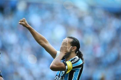  

PORTO ALEGRE, RS, BRASIL - 23-03-2014 - Grêmio e Juventude pelas quartas de final, jogo na Arena do Grêmiol, comemoração do gol, jogador Barcos (FOTO: RICARDO DUARTE/AGÊNCIA RBS, ESPORTE)