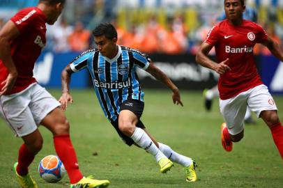  

PORTO ALEGRE, RS, BRASIL, 30-03-2014:Campeonato Gaúcho - primeiro jogo da final (Gre-Nal 400), Grêmio x Inter na Arena (Foto:Mauro Vieira/Agência RBS)