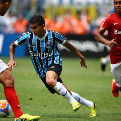  

PORTO ALEGRE, RS, BRASIL, 30-03-2014:Campeonato Gaúcho - primeiro jogo da final (Gre-Nal 400), Grêmio x Inter na Arena (Foto:Mauro Vieira/Agência RBS)