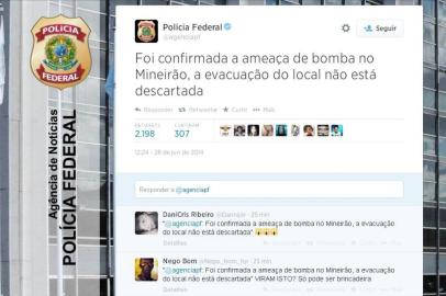 Ameaça de bomba no Mineirão no Twitter da Polícia Federal