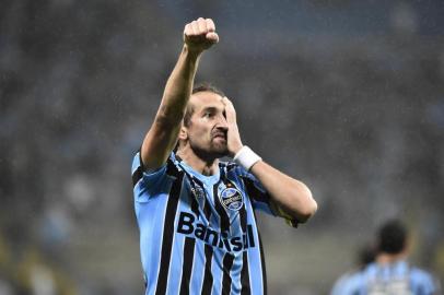  PORTO ALEGRE, RS, BRASIL, 10-09-2014: Campeonato Brasileiro - 20ª Rodada - Grêmio x Atlético-PR na Arena.(Foto:FERNANDO GOMES/Agência RBS, ESPORTES)Jogador Barcos faz o gol aos 46min do segundo tempo de jogo, Grêmio 1x0 Atlético-PR.