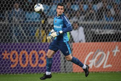  PORTO ALEGRE, RS, BRASIL, 18-09-2014:Campeonato Brasileiro - 22ª Rodada, Grêmio x Santos na Arena.(DIEGO VARA/AgênciaRBS).Goleiro Marcelo GroheIndexador: Diego Vara                      