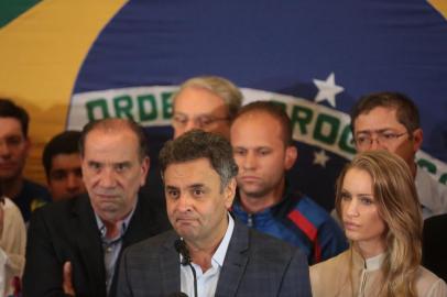  

Belo Horizonte , BRASIL , 26-10-2014 - Coletiva de Aécio Neves (PSDB) depois da derrota para reeleita Dilma Rousseff na presidencia. FOTO : RICARDO DUARTE / AGENCIA RBS