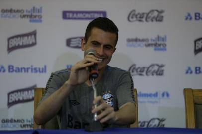  GRAMADO, RS, BRASIL - 12-01-2015 - O Grêmio treina na manhã desta segunda-feira durante a pré-temporada em Gramado. Entrevista com o goleiro Marcelo Grohe (FOTO: LAURO ALVES/AGÊNCIA RBS)