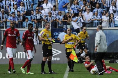  PORTO ALEGRE, RS, BRASIL, 26-04-2015 : Gre-Nal de número 405, primeira partida da final do Campeonato Gaúcho 2015, entre Grêmio e Internacional, na Arena.  (Foto: Mateus Bruxel/Agência RBS, Editoria Esportes)Indexador: DIEGO VARA