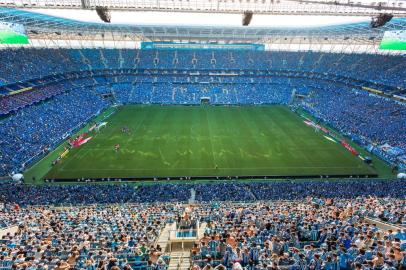  PORTO ALEGRE, RS, BRASIL, 26-04-2015: Gre-Nal de número 405, primeira partida da final do Campeonato Gaúcho 2015, entre Grêmio e Internacional, na Arena. (Foto: Omar Freitasl/Agência RBS, Editoria Esportes)Indexador: Omar Freitas