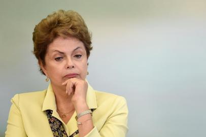 Brazilian President Dilma Rousseff gestures during the signing ceremony of a new biodiversity law at Planalto Palace en Brasilia, on May 20, 2015.AFP PHOTO/EVARISTO SA