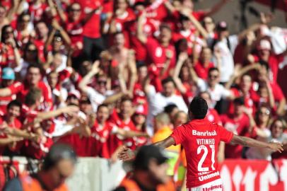  PORTO ALEGRE, RS, BRASIL, 07-06-2015 - Campeonato Brasileiro - 6ª Rodada, Internacional x Coritiba no estádio Beira-rio.(Foto:FÉLIX ZUCCO/Agência RBS)Jogador Vitinho abre o placar da partida, Inter 1x0 CoritibaIndexador: FELIX ZUCCO