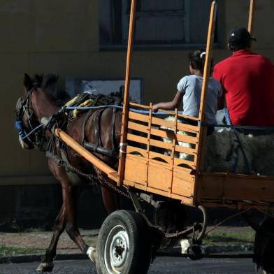  PORTOALEGRE-RS-BR-DATA:20150518Carroceiro circulando pela avenida Sertório.FOTÓGRAFO:TADEUVILANI