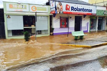 Ruas de Rolante alagadas em 13 de julho de 2015 em função da chuva