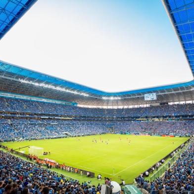  PORTO ALEGRE, RS, BRASIL, 26-04-2015: Gre-Nal de número 405, primeira partida da final do Campeonato Gaúcho 2015, entre Grêmio e Internacional, na Arena. (Foto: Omar Freitasl/Agência RBS, Editoria Esportes)Indexador: Omar Freitas