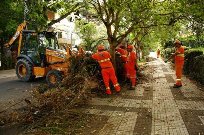  Porto Alegre, RS, Brasil, 16-02-2016. Equipes do DMLU darão início ao mutirão de limpeza de resíduos do temporal, principalmente troncos e galhos de árvores. (FOTO: CARLOS MACEDO/AGÊNCIA RBS)