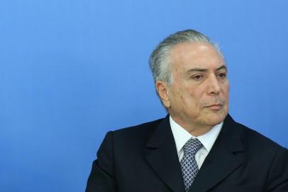 BrasÃ­lia- DF 08-05-2016  Presidente interino, Michel Temer durante encontro  Encontro com LÃ­deres Empresariais. Moreira Franco, Henrique Meirelles, Padilha, Marcos Pereira e Skaf. Meirelles durante discurso do presidente da FIESP,  Paulo Skaf.
Foto Lula Marques/