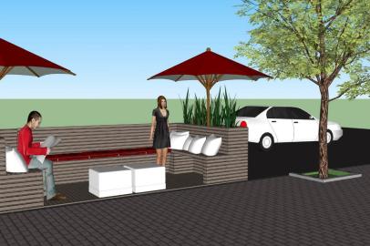 Projeto de um parklet, que deve ser autorizado em Caxias do Sul em breve