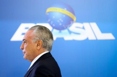  Presidente interino, Michel Temer, durante pronunciamento a imprensa