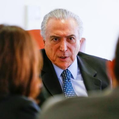 Presidente interino Michel Temer concede entrevista para veículos da RBS em Brasília. Carolina Bahia e Guilherme Mazui