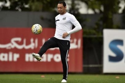 Atacante Ricardo Oliveira durante treino do Santos.