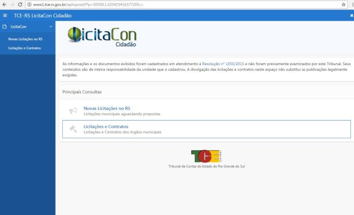 Reprodução site TCE-RS