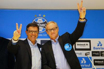 RS - FUTEBOL/ELEICAO CONSELHO GREMIO GREMIO  - ESPORTES - Eleição do novo presidente do Conselho Deliberativo do Grêmio Football PortoAlegrense. Alexandre Bugin e Carlos Biedermann, vice e novo presidente do Conselho. FOTO: LUCAS UEBEL, GRÊMIO, DIVULGAÇÃO