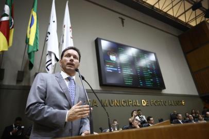  PORTO ALEGRE, RS, BRASIL - 01-01-2017 - Marchezan toma posse como prefeito de Porto Alegre. Na Câmara,  pediu apoio dos parlamentares  para mudar a cidade. (FOTO: CARLOS MACEDO/AGÊNCIA RBS)