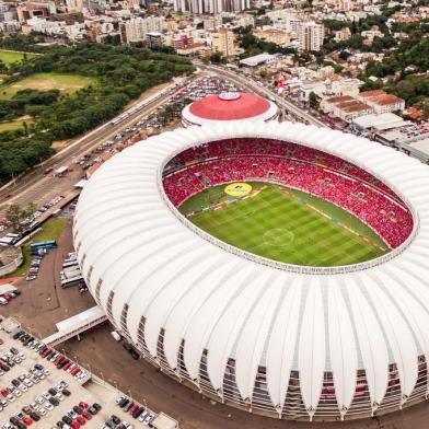  PORTO ALEGRE, RS, BRASIL - 08.05.2016 : Imagem aérea - Estádio Beira-Rio - Internacional enfrenta o Juventude pela final do Campeonato Gaúcho 2016, no estádio Beira-Rio. (FOTO: OMAR FREITAS/AGÊNCIA RBS, Editoria Esportes)