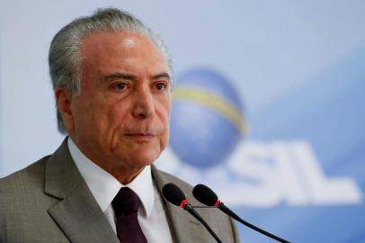  Presidente Michel Temer fala à imprensa nesta manhã de segunda-feira (13).Indexador: Beto Barata