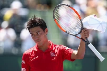 2017 Miami Open - Day 9KEY BISCAYNE, FL - MARCH 28: Kei Nishikori of Japan after his win against Federico Delbonis of Argentina at Crandon Park Tennis Center on March 28, 2017 in Key Biscayne, Florida.   Julian Finney/Getty Images/AFPEditoria: SPOLocal: Key BiscayneIndexador: JULIAN FINNEYSecao: TennisFonte: GETTY IMAGES NORTH AMERICAFotógrafo: STF