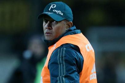 O técnico Eduardo Baptista, do Palmeiras, em jogo contra o Peñarol, durante partida válida pela primeira fase da Copa Libertadores, no Estádio Campeón Del Siglo, em Montevideú.