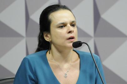 Janaina Paschoal, autora do pedido de impeachment da ex-presidente Dilma Rousseff, durante depoimento à Comissão Especial do Impeachment no Senado, em 28 de abril de 2016. 