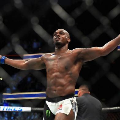 ANAHEIM, CA - JULY 29: Jon Jones reacts to defeating Daniel Cormier in the Light Heavyweight title bout during UFC 214 at Honda Center on July 29, 2017 in Anaheim, California.   Sean M. Haffey/Getty Images/AFP