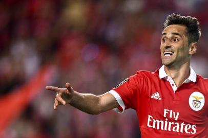 Jonas comemora gol do Benfica sobre o Belenenses pelo Campeonato Português no Estádio da Luz