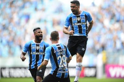  PORTO ALEGRE, RS, BRASIL, 02.09.2017.Grêmio encara o Sport na Arena. Com time titular, Renato Portaluppi tenta fazer o Grêmio se aproximar do líder Corinthians no Brasileirão, em jogo na Arena. Foto: Carlos Macedo/Agência RBS