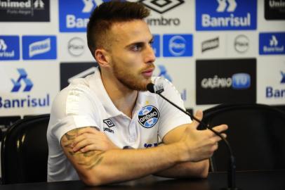  PORTO ALEGRE, RS, BRASIL, 25-08-2017. O zagueiro do Grêmio, Bressan, faz coletiva de imprensa na Arena. (RONALDO BERNARDI/AGÊNCIA RBS)