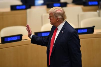 US President Donald Trump attends a meeting on United Nations Reform at the UN headquarters in New York on September 18, 2017. / AFP PHOTO / TIMOTHY A. CLARY