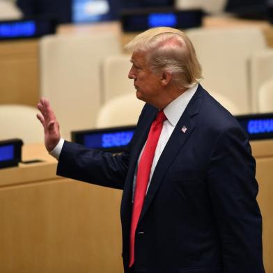 US President Donald Trump attends a meeting on United Nations Reform at the UN headquarters in New York on September 18, 2017. / AFP PHOTO / TIMOTHY A. CLARY